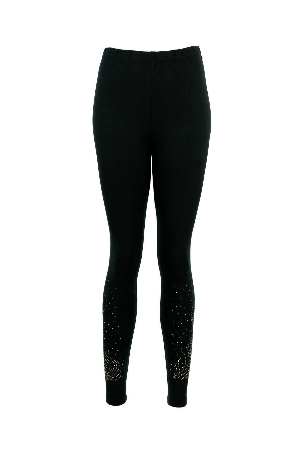 Kadın Mevsimlik Bilek Kısmı Başak Taşlı Yüksekbel Bel Lastikli Likralı Toparlayıcı Örme Tayt